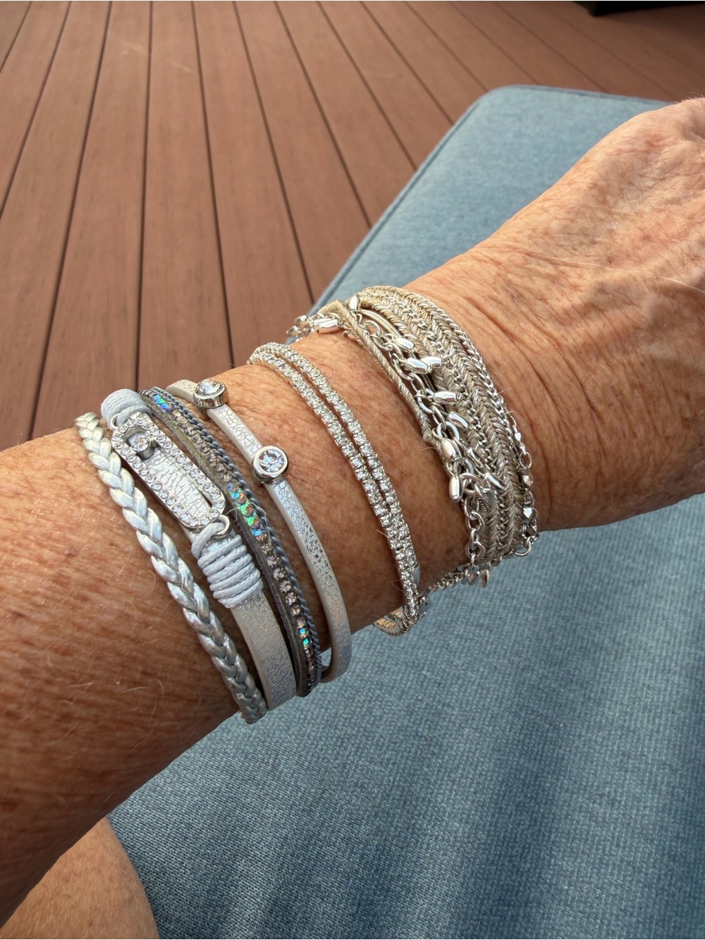 Set of 3 silver/grey bracelets